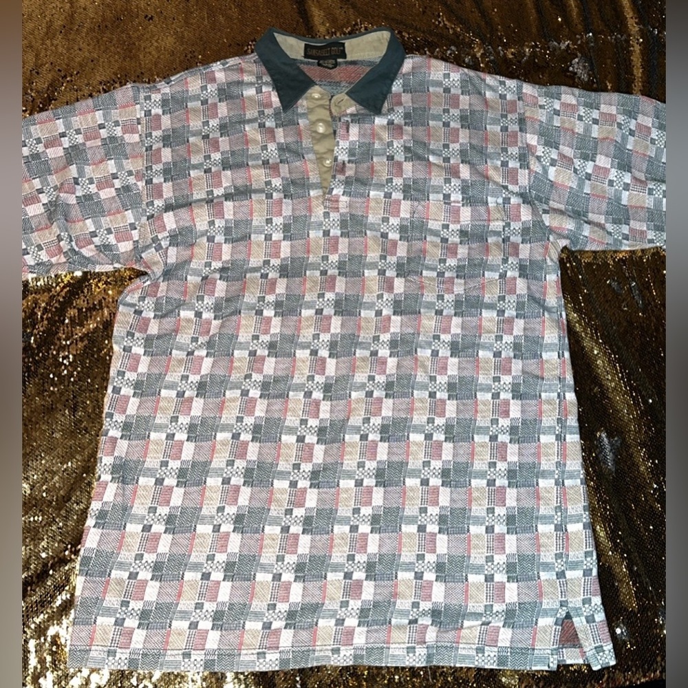 Vintage Classic Men's Checkered Golf Polo Shirt